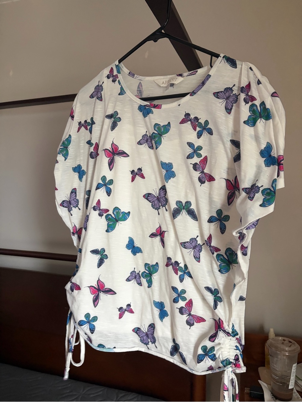 APRICOT White Short Sleeve Tee with Multicolor Butterfly Print
